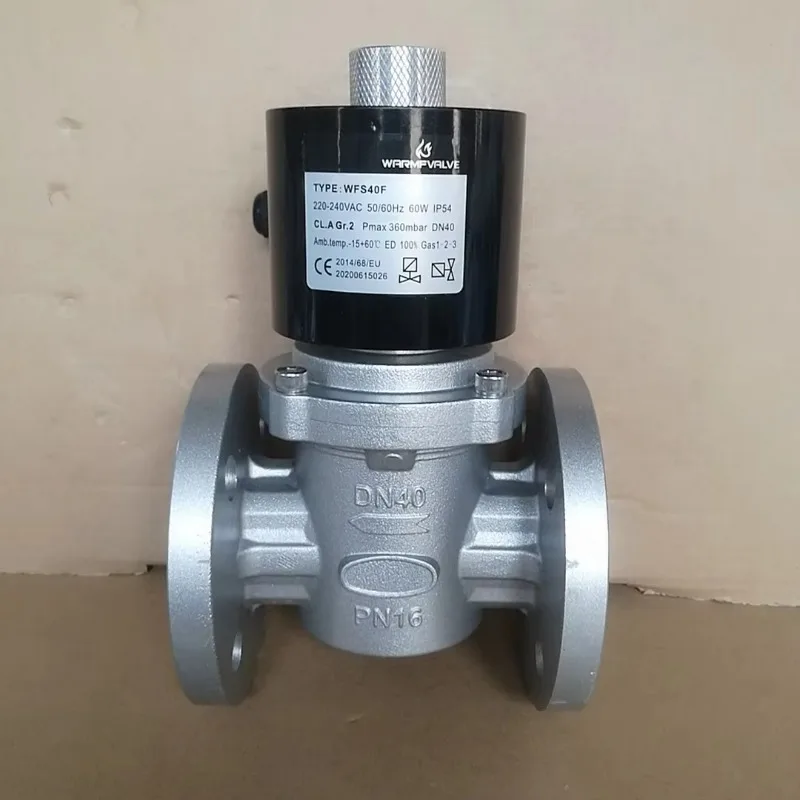 Válvula solenoide de gas DN40F 220-240v Válvula solenoide neumática