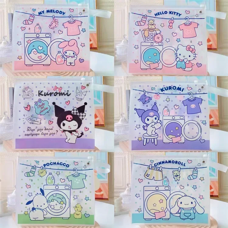 New Sanrio Mymelody Kuromi Cinnamoroll Pochacco Large Capacity Makeup Storage Bag Waterproof Transparent Pencil Case PVC Pen Bag