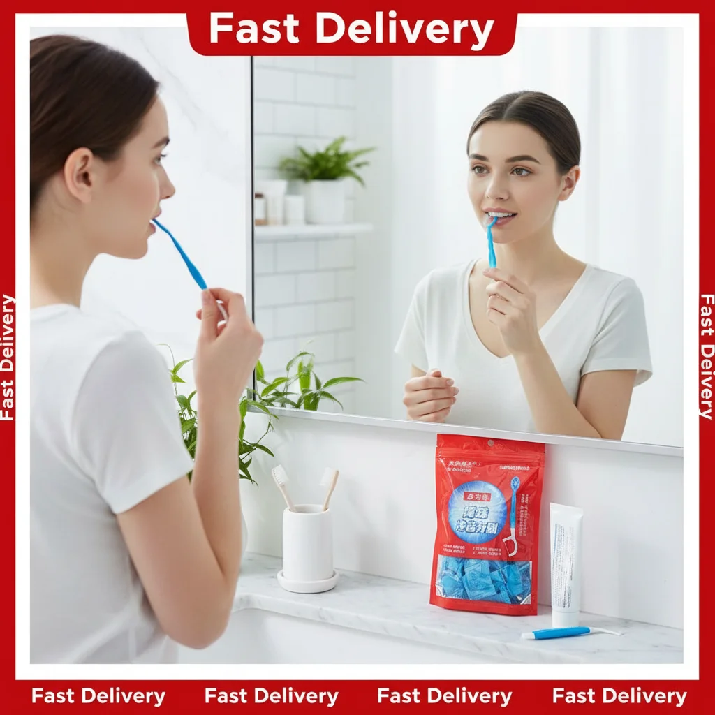 10Pcs/Pack Disposable Burst Bead Toothbrush Multi-Functional Portable Travel Toothbrush With Built-In Mint Toothpaste Capsule