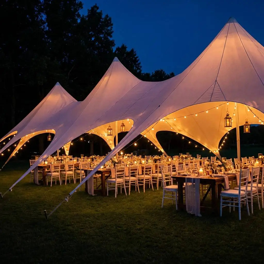 Large Cloud Top Multi Peak Canopy Tent 20x8.6m Oxford Fabric Galvanized Steel Frame Outdoor Shelter