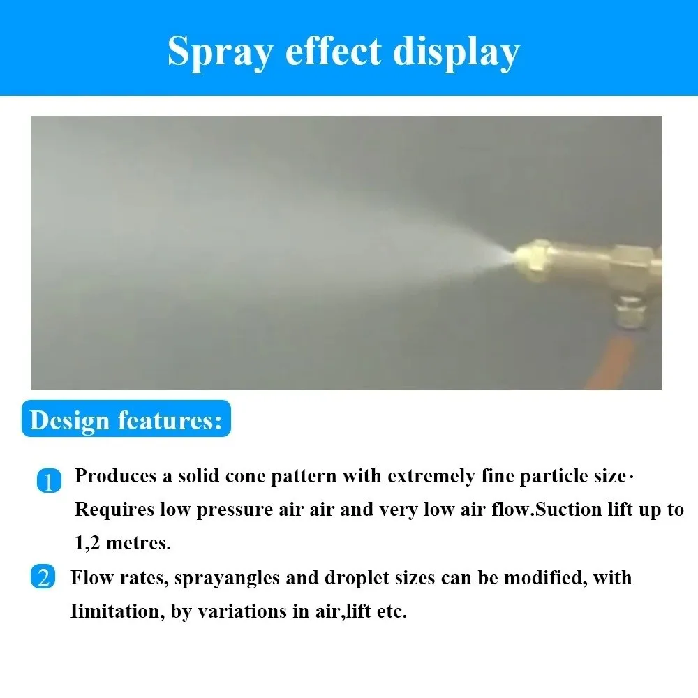 Brass Nozzle Siphon Nozzle Stainless Steel Fittings Fan Spray Atomizing Nozzle Fine Atomization Threaded Style Oil Burner Nozzle