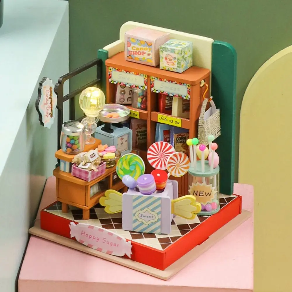 Kit de maison de poupée de café fait à la main, matériau en bois, Mini taille, assemblage en bois requis, conception 3D, maison de poupée Miniature