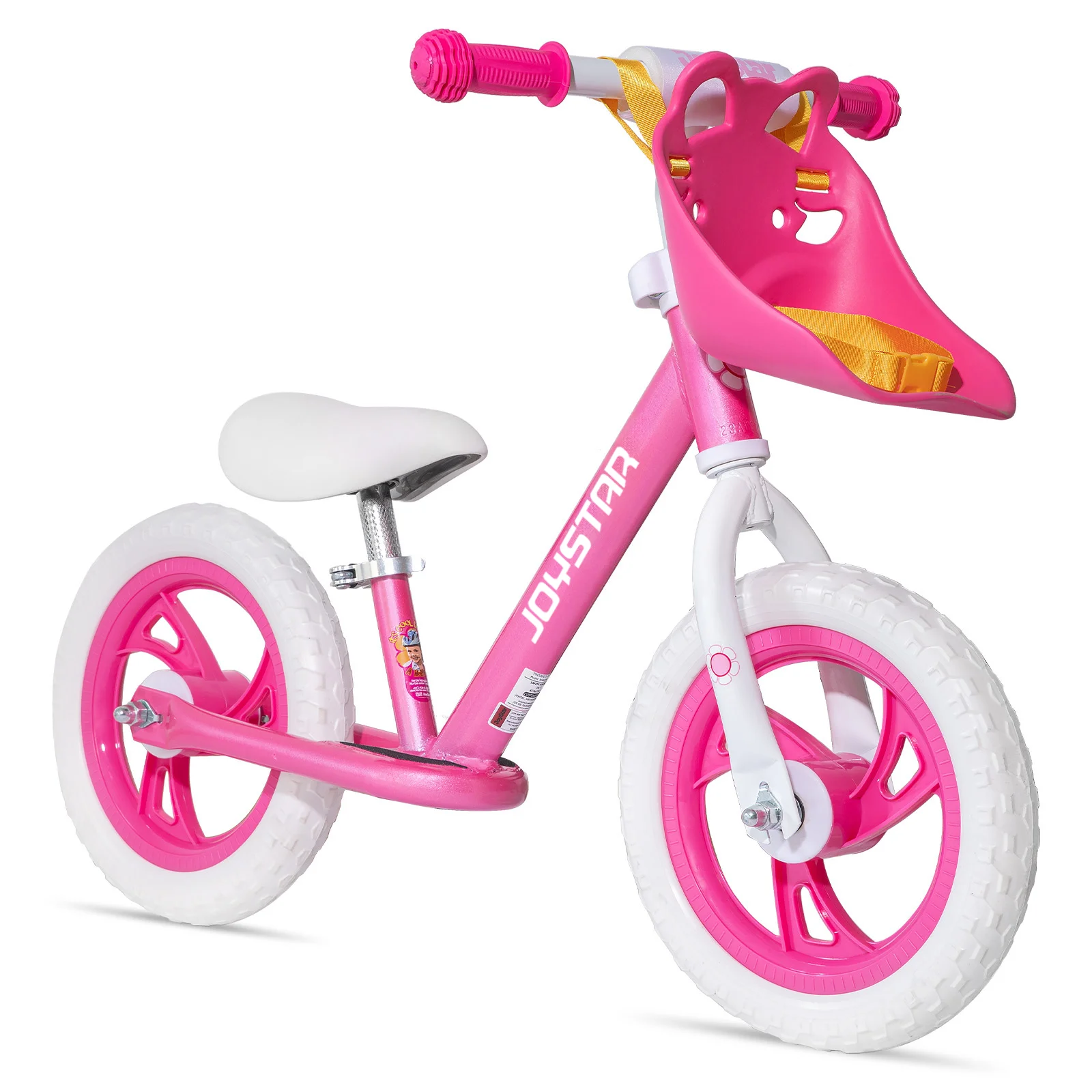 JOYSTAR 12/14 inch kinderloopfiets voor 18 maanden-5 jaar, lichtgewicht loopfietsen voor peuters met voetsteun en stuur, roze