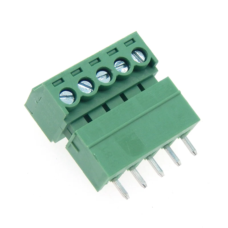 5SETS 15EDG 5-pin 3.81mm pitch right Angle Screw Terminal Block Connector 3.81 5-pin plug + straight pin socket for PCBS