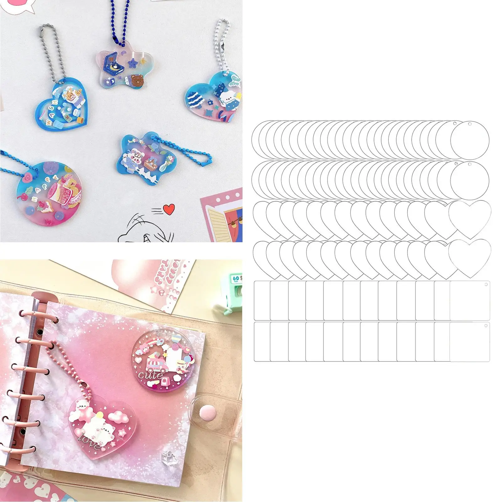 Acrylic Keychain Clear Blank Keychains Kit for Crafting Projects DIY Supplies