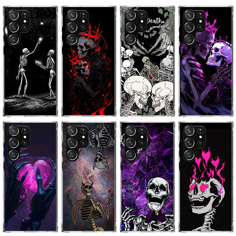 Anatomy Skeleton Heart Lovey Kiss Phone Case for Samsung Galaxy S24 S23 S22 Plus S21 FE S20 Ultra S10 S10E S9 S8 + Soft Cover Pr