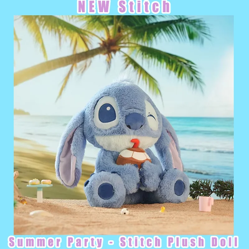 

New 30cm Potdemiel Stitch Summer Party Coconut Stitch Plush Doll Cartoon Cute Bag Decoration Pendant Bedroom Companion Toy Gift