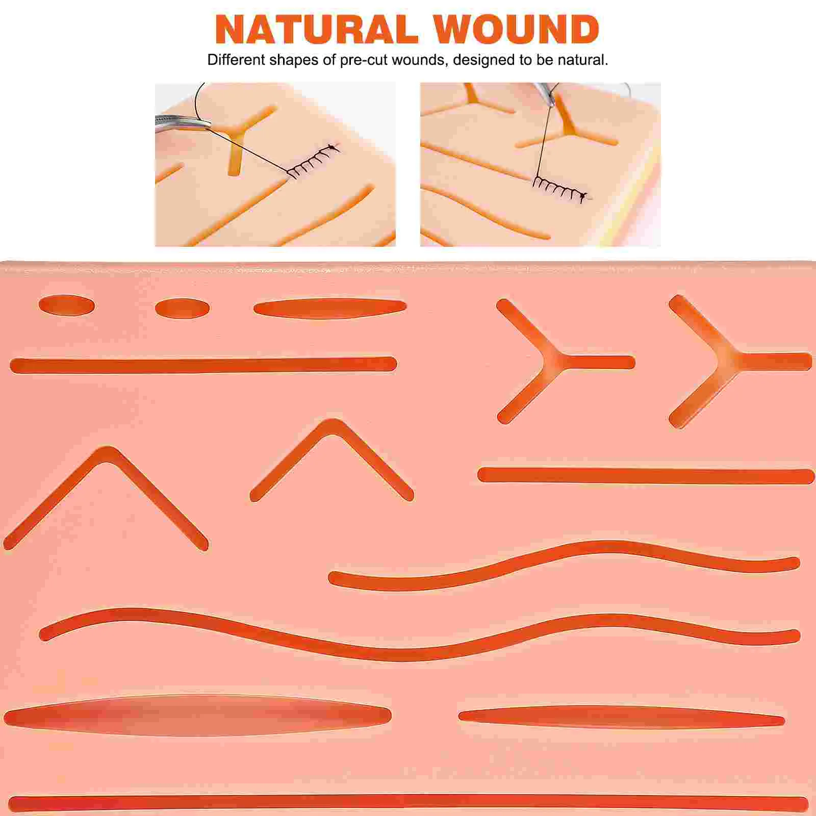 피부 봉합 모듈 실리콘 패드, 사전 절단 상처 포함, 식품 등급 시뮬레이션 연습 훈련