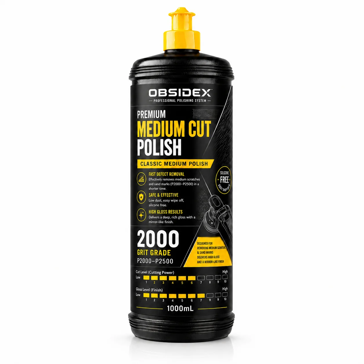 OBSIDEX Medium Cut Polish – Classic Medium Polish for Scratch Removal, Swirl Correction & Mirror-Like Shine