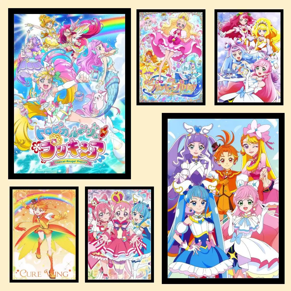 Cute Anime Pretty Cure Poster Aesthetic Poster Print Wall Decor HD For Living Room Bedroom Home Office Gift Wall Art