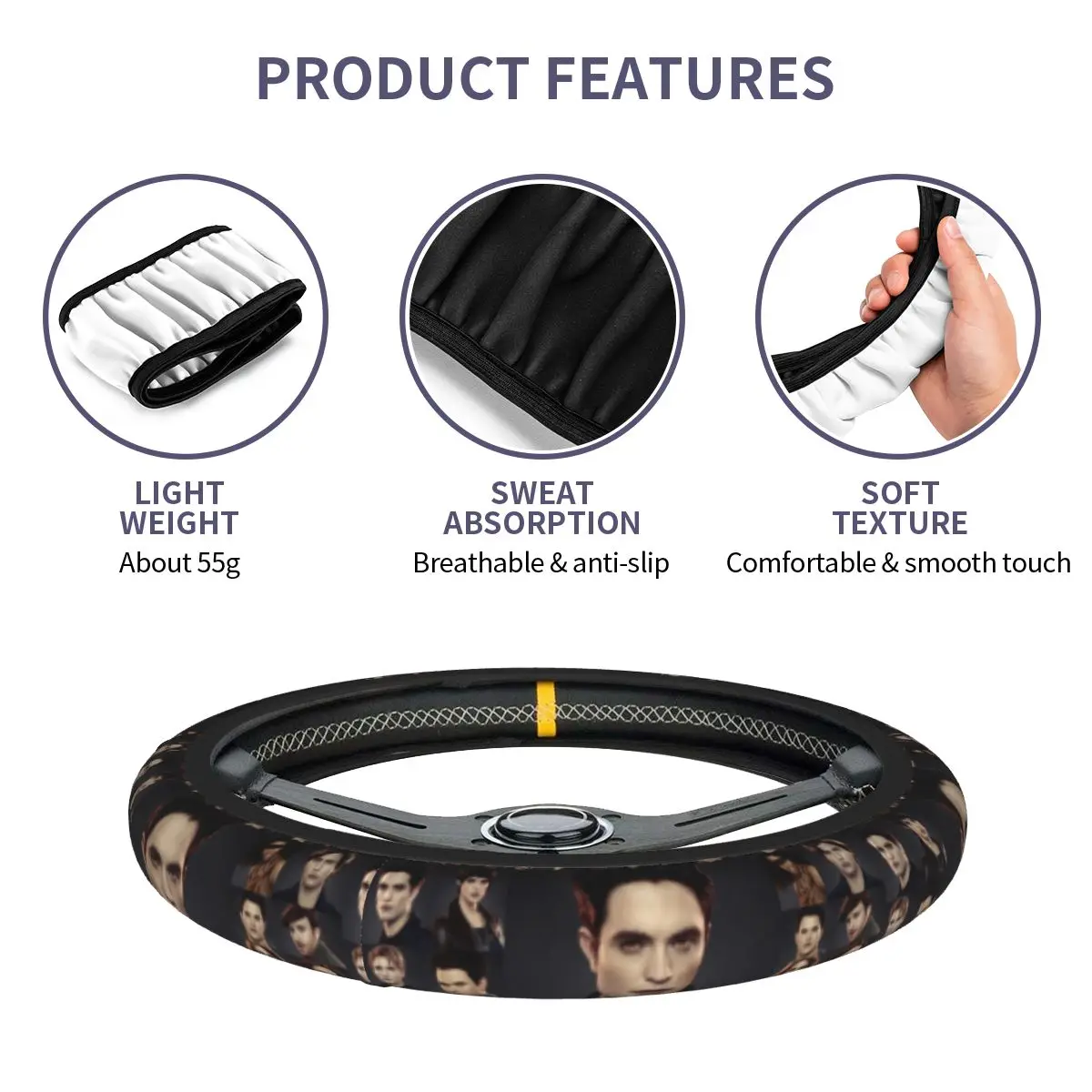 Edward Car Steering Wheel Cover The Twilight Saga Breaking Dawn Steering Wheel Protective Cover Car-styling Car Accessories