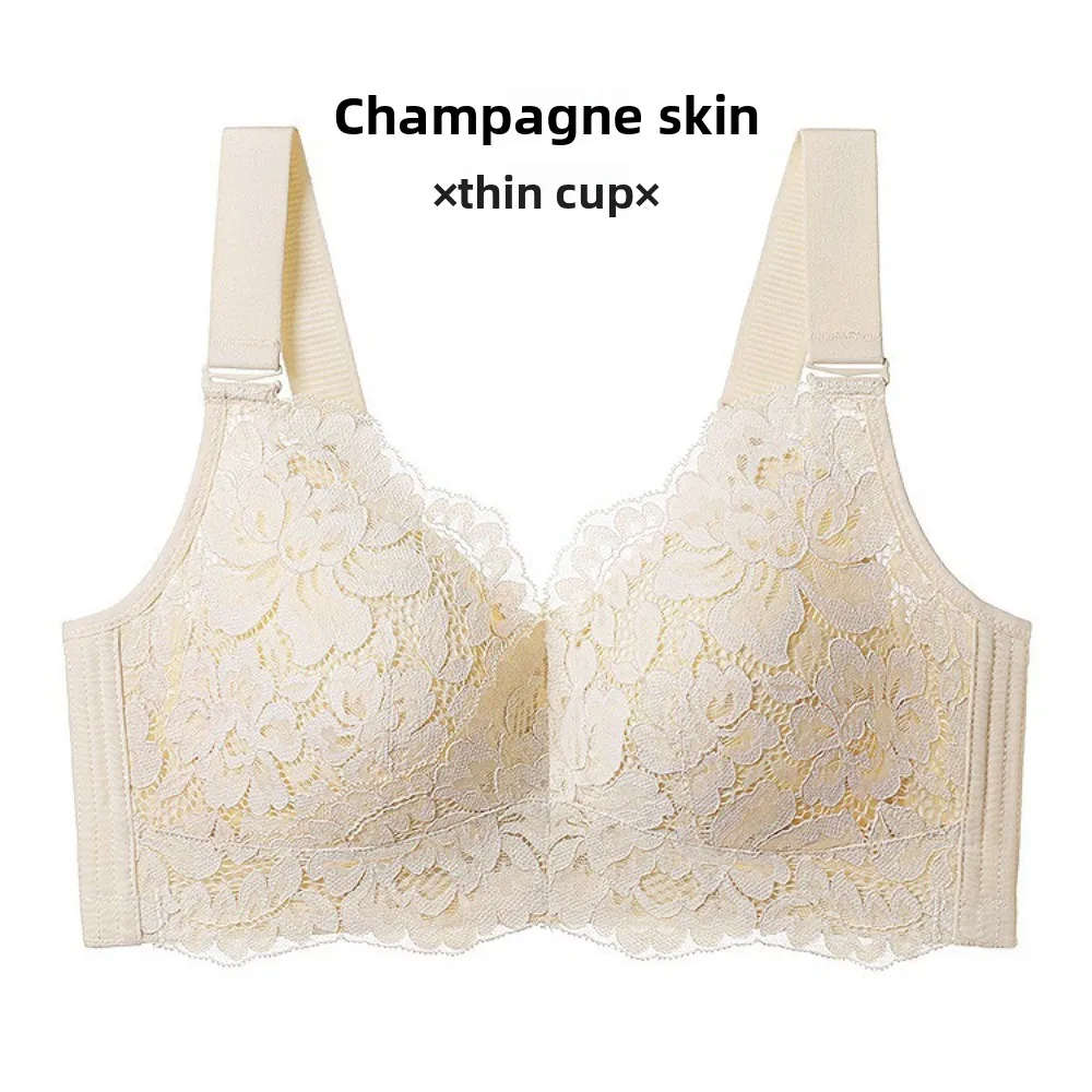 플러스 사이즈 레이스 심리스 브라 충격 방지 편안한 레이스 여성 속옷 빅 브라 밀착형 무선 딥 V 브라 여성용