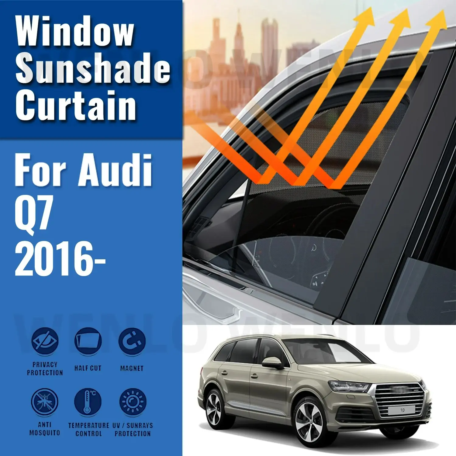 

Для Audi Q7 4M 2015-2024 автомобильный солнцезащитный козырек, магнитная шторка на лобовое стекло, занавеска на заднее боковое детское окно, солнцезащитные козырек