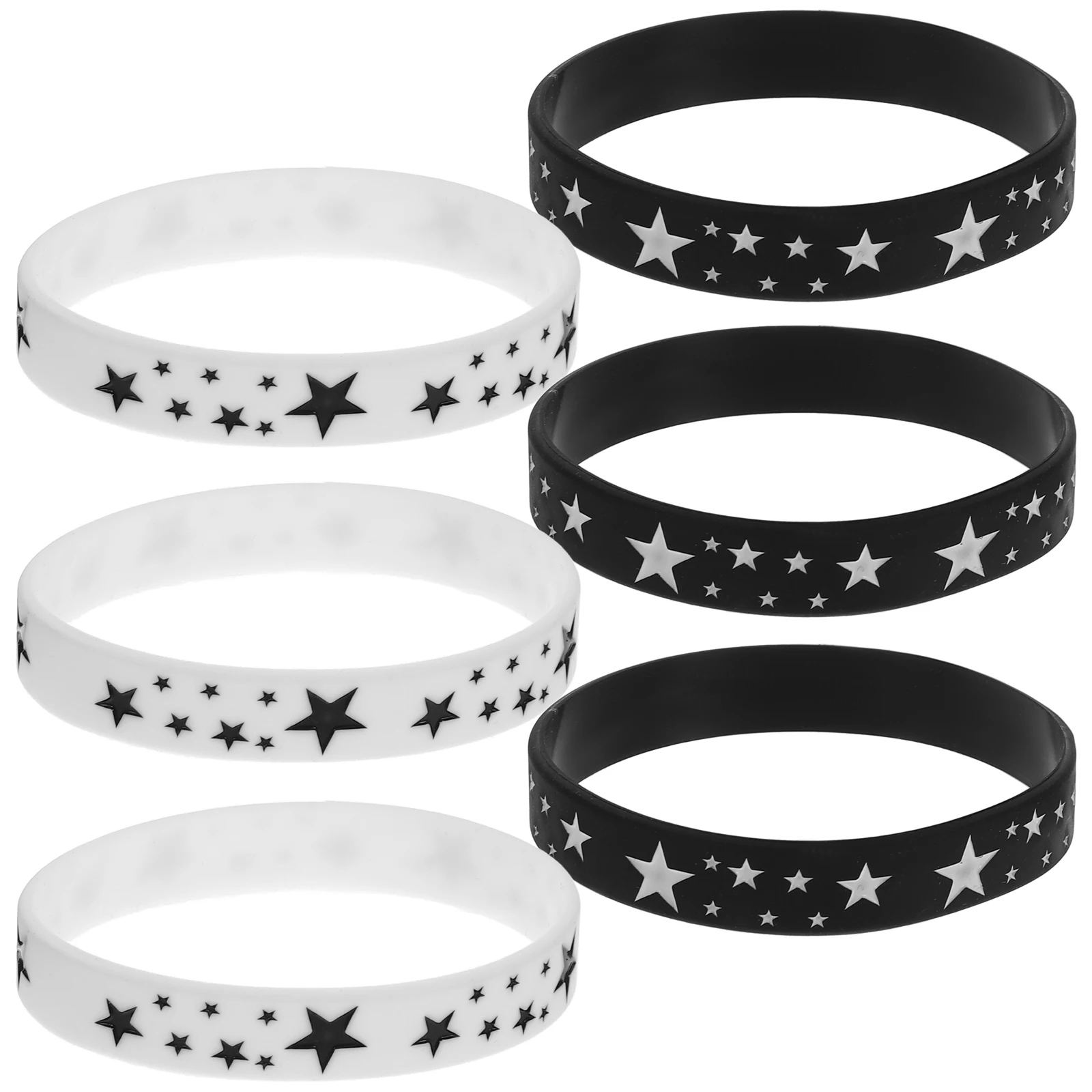 

6pcs Wristbands Silicone Elastic Neon Star Hand Rings Hair Ropes Stretch Bracelets Retro Party Birthday Bridal Shower One Size