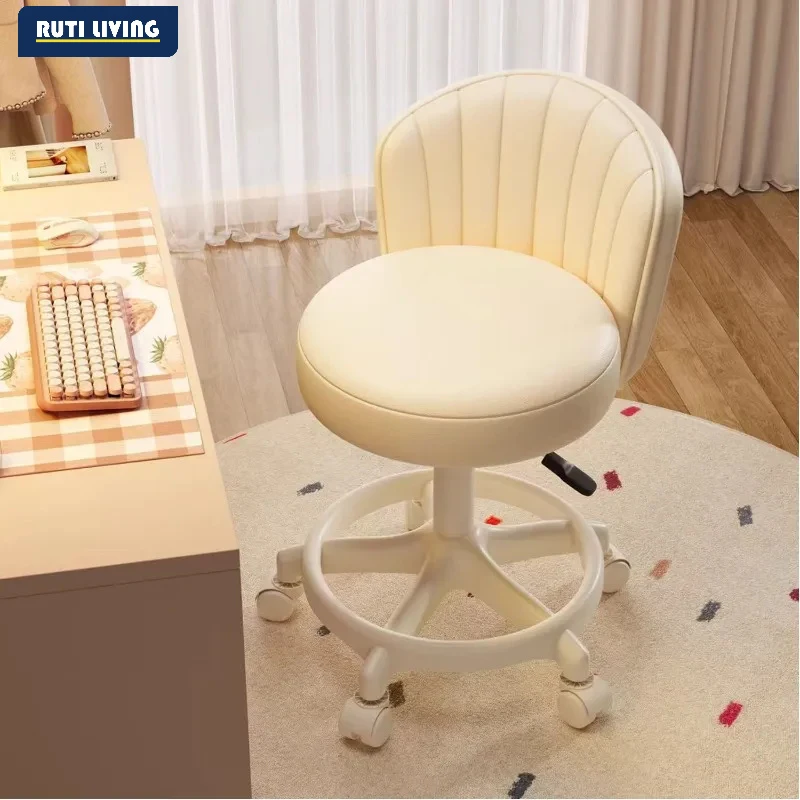 High-qualityCream Faux Fur Vanity Stool Chair with Metal Legs for Apartments Guest Rooms Home Offices