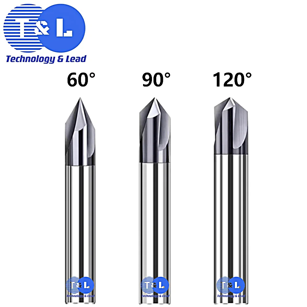 T&L Chamfer Milling Cutter 60 90 120 Degree Carbide Chamfering Mill Deburring Edges V Grove Router Bit 3Flutes CNC End Mill