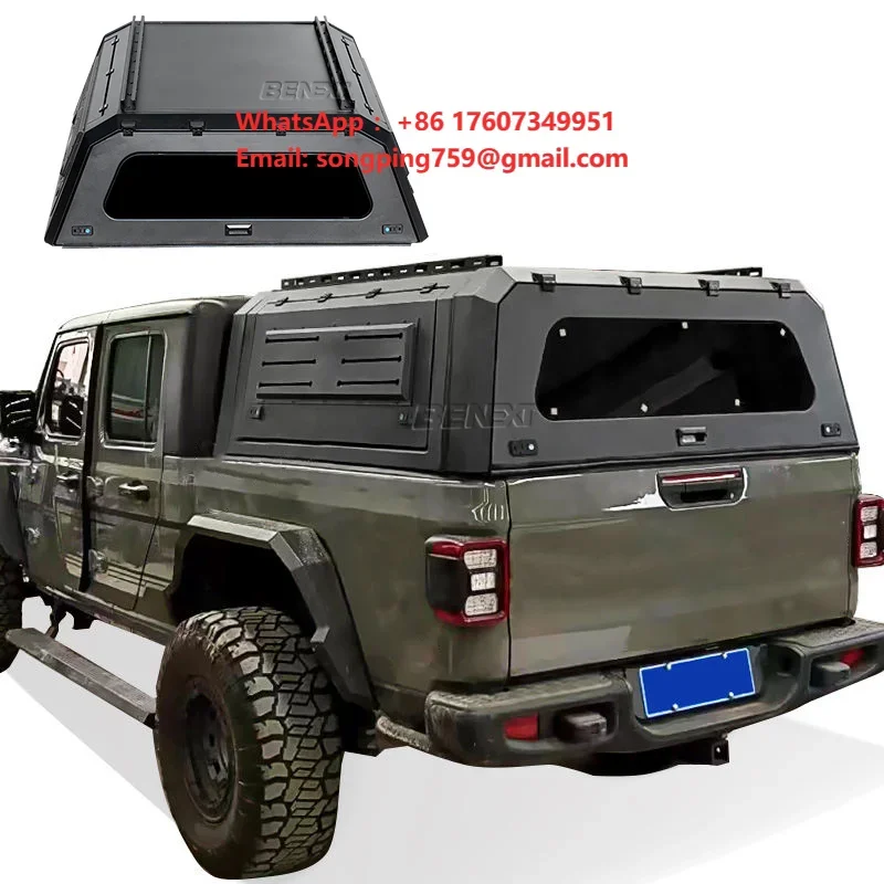 Benext Pickup Tonneau Cover Aluminium Flat Material 4x4 Slide on Camper Truck Topper Canopy for jeep Gladiator Hardtop