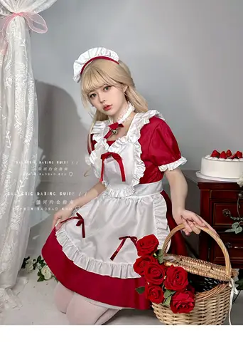 10 best sales röd hembiträdesklänning - №4