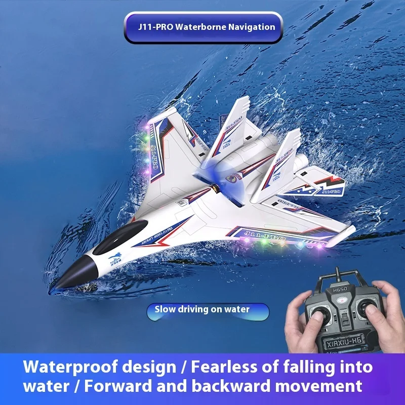 J11-Pro 6ch All-Terrain Rc Aircraft Brushless Amphibious Plane With Waterproof Epp Land/Water/Air Operation Birthday Gift