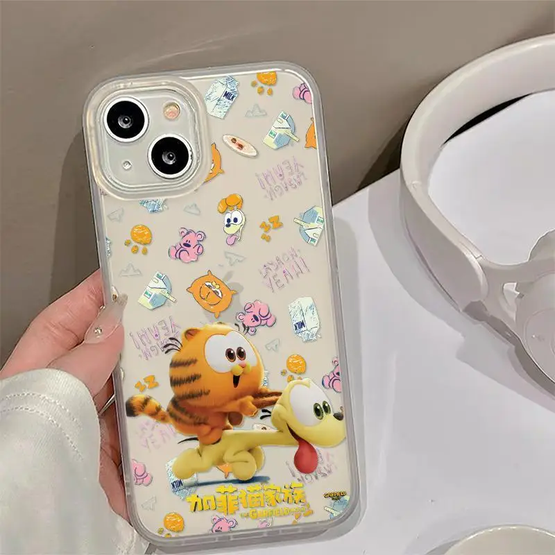 Cartoon Garfield Family Phone Case For IPhone 16 15 14 13 12 11 PRO MAX XR XS 7 8 Plus Lovely Cat High Quality Matter Soft Cover