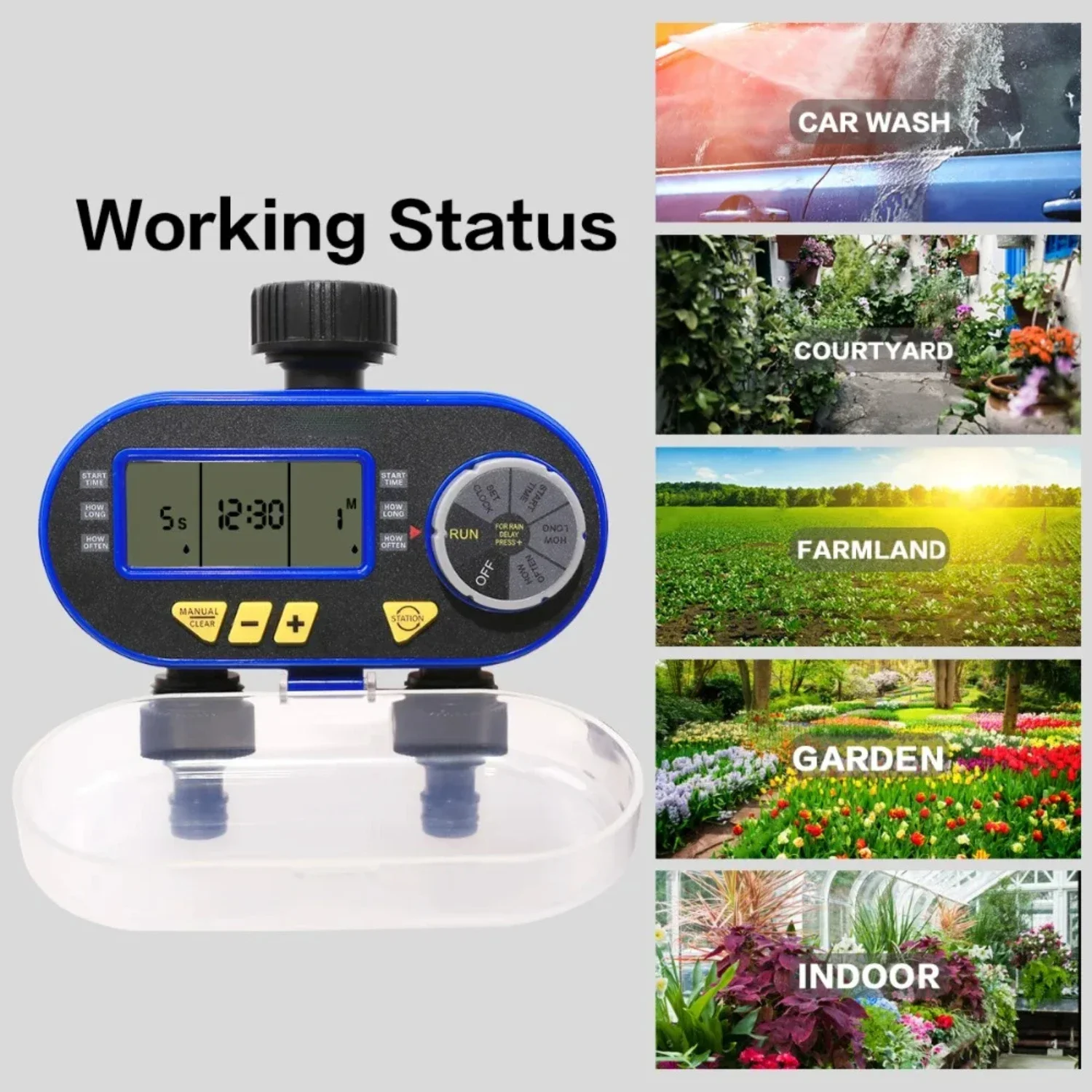 LCD Display Enhanced Digital Irrigation System Timer - Efficient Watering for Garden - Improved Gardening Efficiency with Dual O