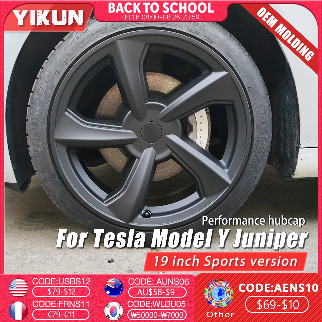 4PCS 19 Zoll Radkappen für Tesla Model Y Juniper 19" Crossflow Räder Abdeckung Leistung Ersatz Vollrand Auto Zubehör 2025