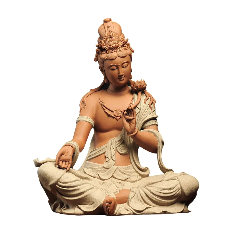 DSA Ceramic Lotus Water Moon Guanyin Buddha Statue Ornament Home Living Room Entrance Worship Free Guanyin Bodhisattva Crafts
