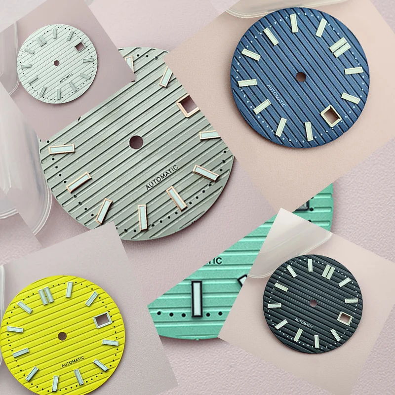 

Dia 30.5mm Watch Dial Green Luminous Dial Fits NH35 NH36 NH38 7S26 4R35 4R36 6R Movement Nautilus Watch Case Faces Parts Refit