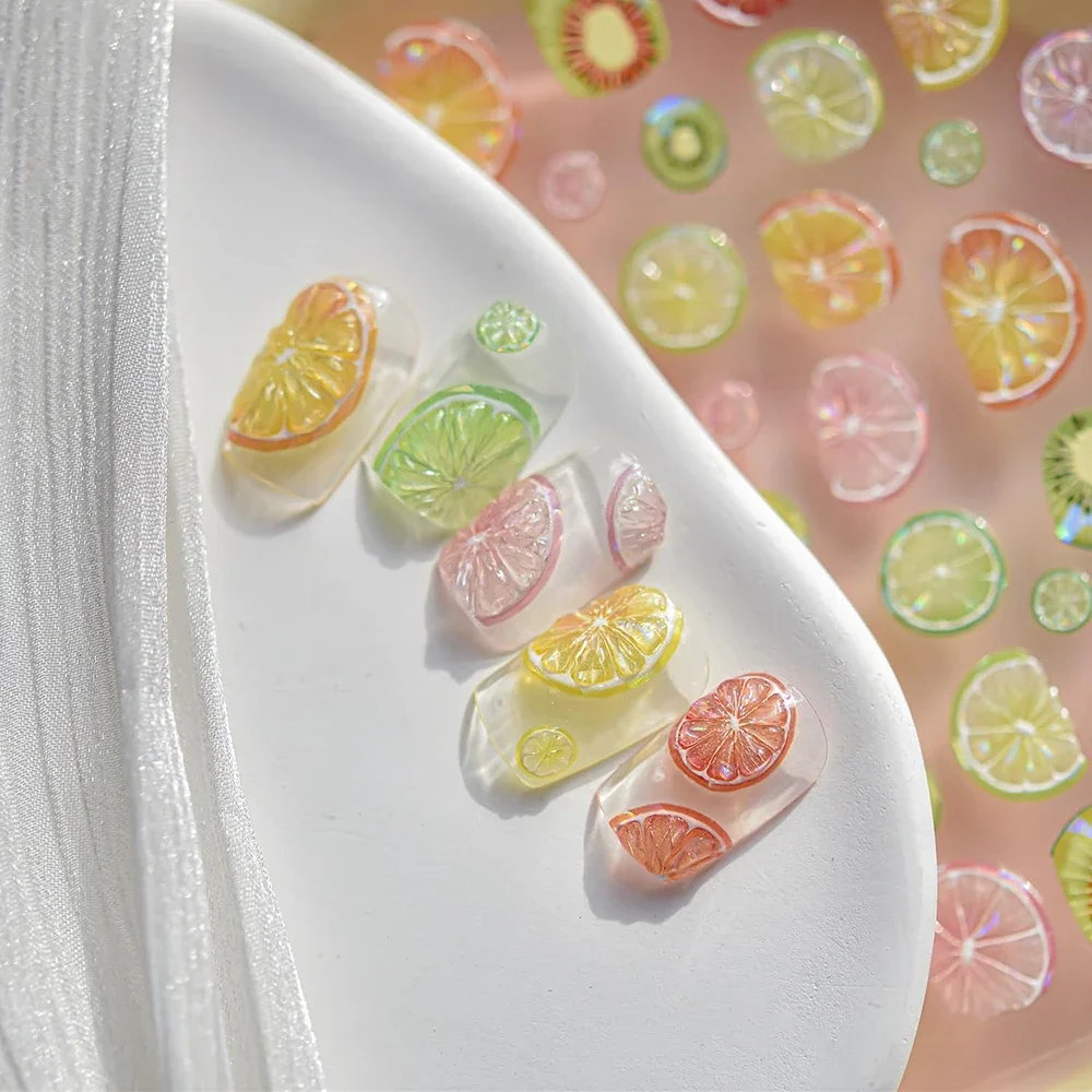Green Red Fruit Nail Art Sticker Watermelon Lemon Manicure Shiny Sticker Decals for Home DIY Acrylic Nails Slider for Girls