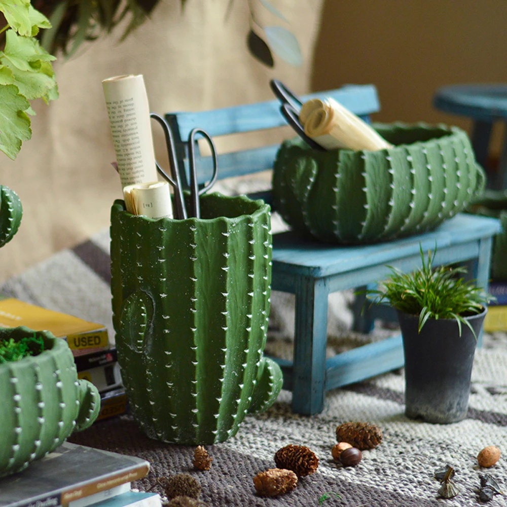 

Cactus Shaped Concrete Flowerpot Silicone Mold Creative Green Plant Cement Pot molds for Home decoration