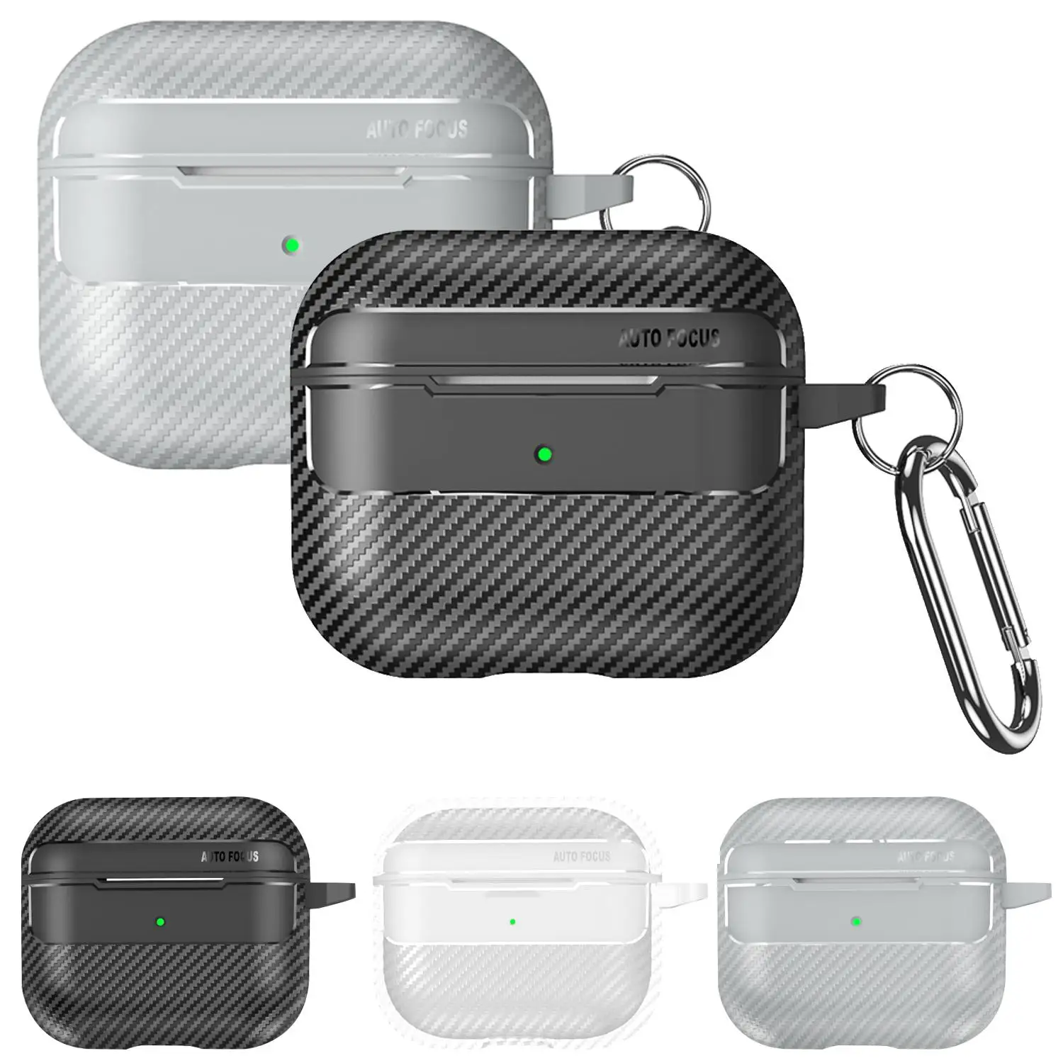 XDcase Earphone Protective Case For AirPods 4 Carbon Fiber Texture Earbud Shell Cover With Hook