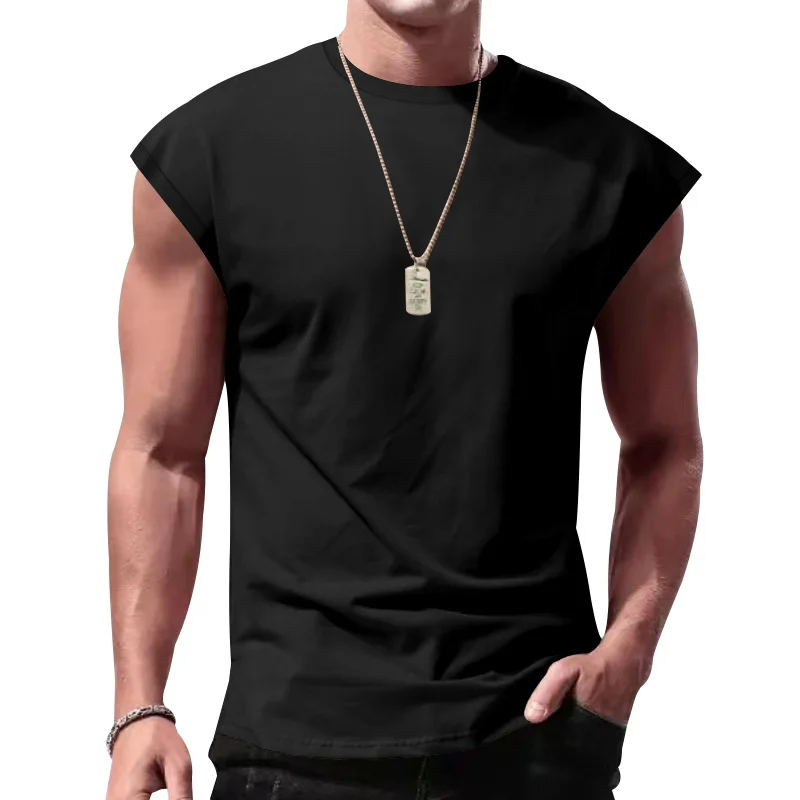 2025 Summer Men's tank top Casual pullover O-Neck Sleeveless undershirt Solid Color thin broad shoulder Vest men Breathable Tops