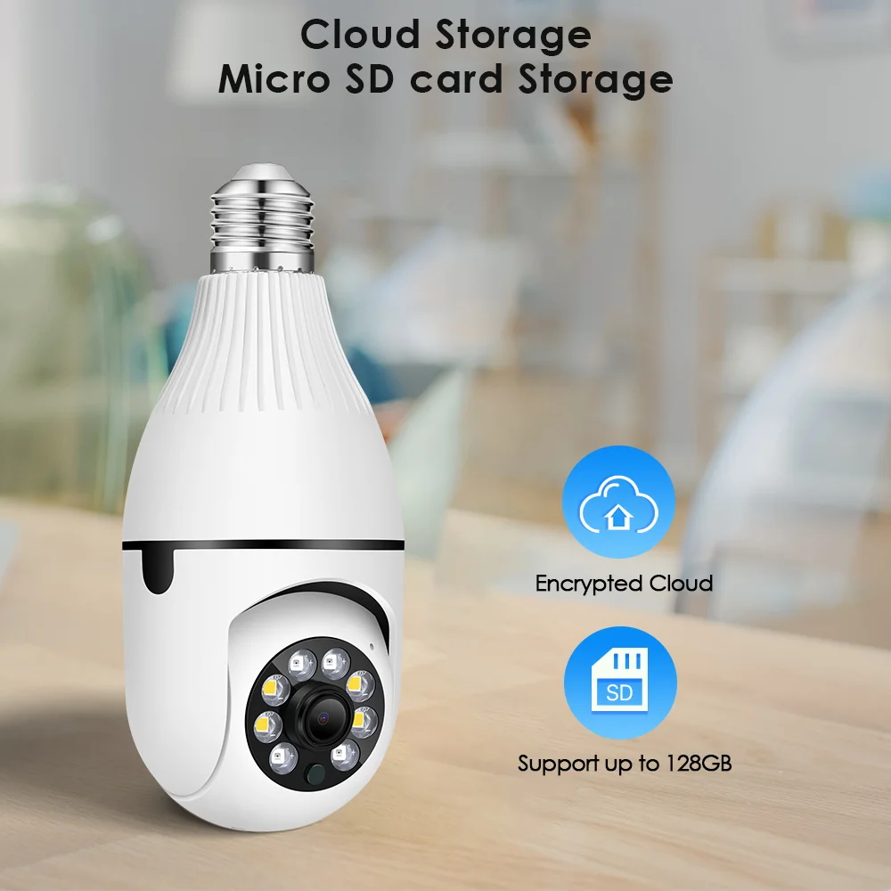 BESDER FHD 3MP Bulb WiFi IP Video Surveillance Camera iCSee Indoor Audio Color Night Vision 2MP CCTV Home Security E27 Webcam