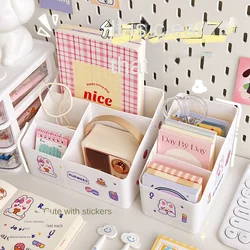 INS Storage Box White Desktop Student Dormitory Cosmetics Sorting Box Cotton Swab Makeup Cotton Socks Storage