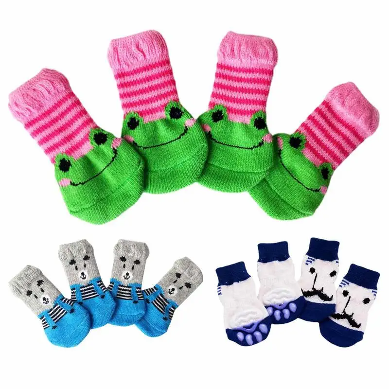 Dog Socks 2 Pairs Anti-Slip Dog Socks With Grips Traction Control Paw Protection Puppy Dogs Non-Skid Socks For Indoor On