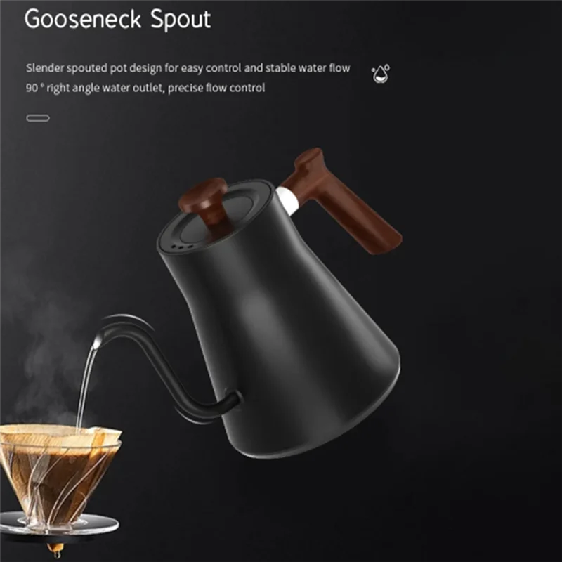 

A70P Gooseneck Electric Kettle Smart Temperature Control Pot 1200W Rapid Heating Kettle 304 Stainless Steel Liner Pot 900Ml EU P