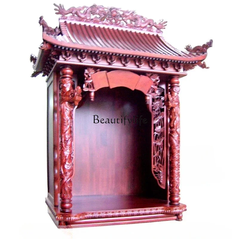 

4 Solid wood with eaves shrine household shrine Buddhist platform incense camphor wood custom