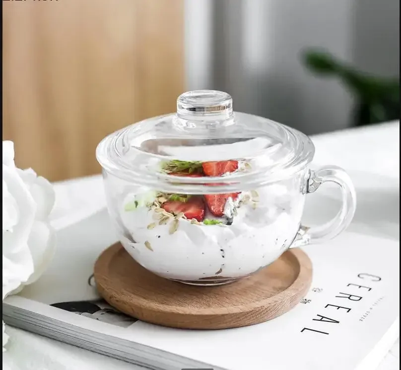 

Nordic Mug of Milk Breakfast Cup, Household Tempered with Lid Heat-resistant Cup 220ML.550ML450ML Glass Cups