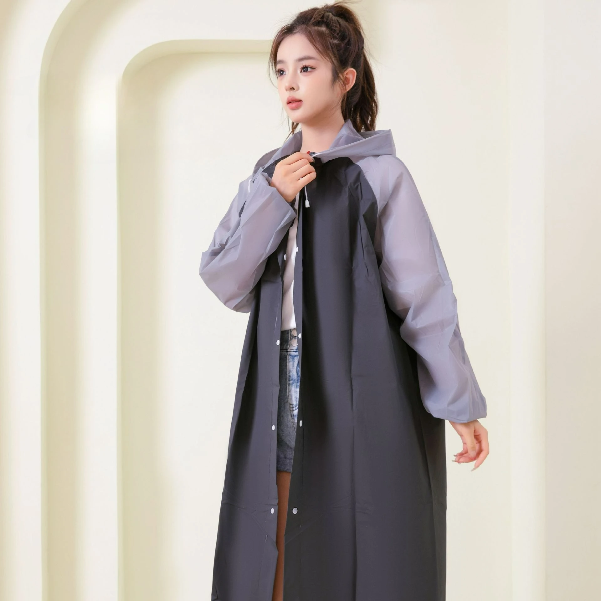Raincoat New Contrast Color Unisex Raincoat Hiking Scenic Area Adult Raincoat