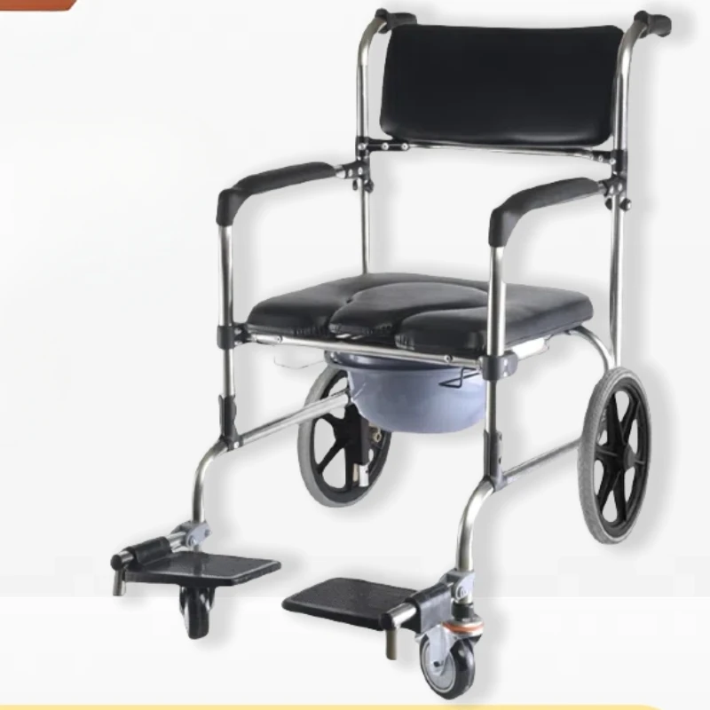 Muebles para personas mayores, carrito de equipaje autopropulsado, taburete interior, asiento de ducha, respaldo extraíble, conjunto de herramientas de acero inoxidable, silla duradera