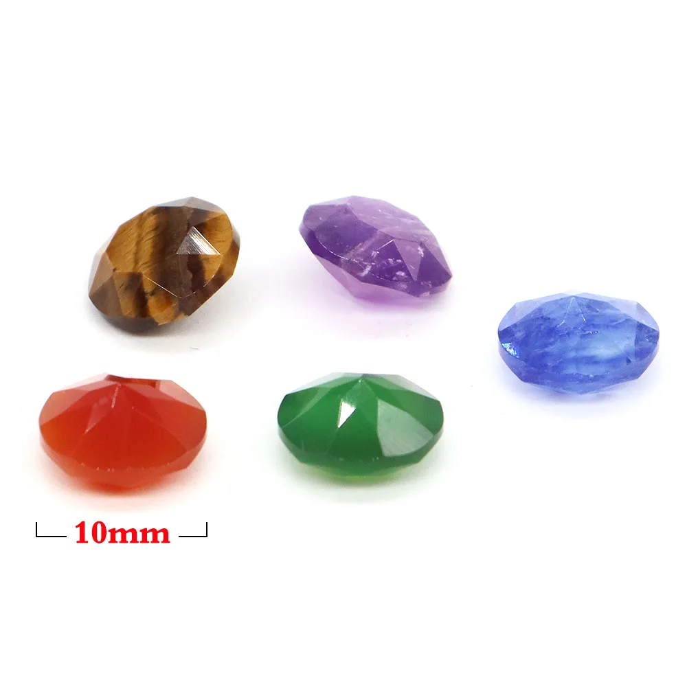 10mm Round Cut Diamond Faceted Cabochon Stone Natural Gemstone Rose Quartz Amethyst Crystal For Jewelry Making Diy Clothes Shoes