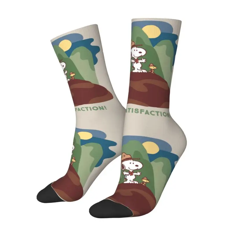 Custom Harajuku Snoopys Woodstock Pure Satisfaction Socks Men Women Warm 3D Print Cartoon Dog Football Sports Socks