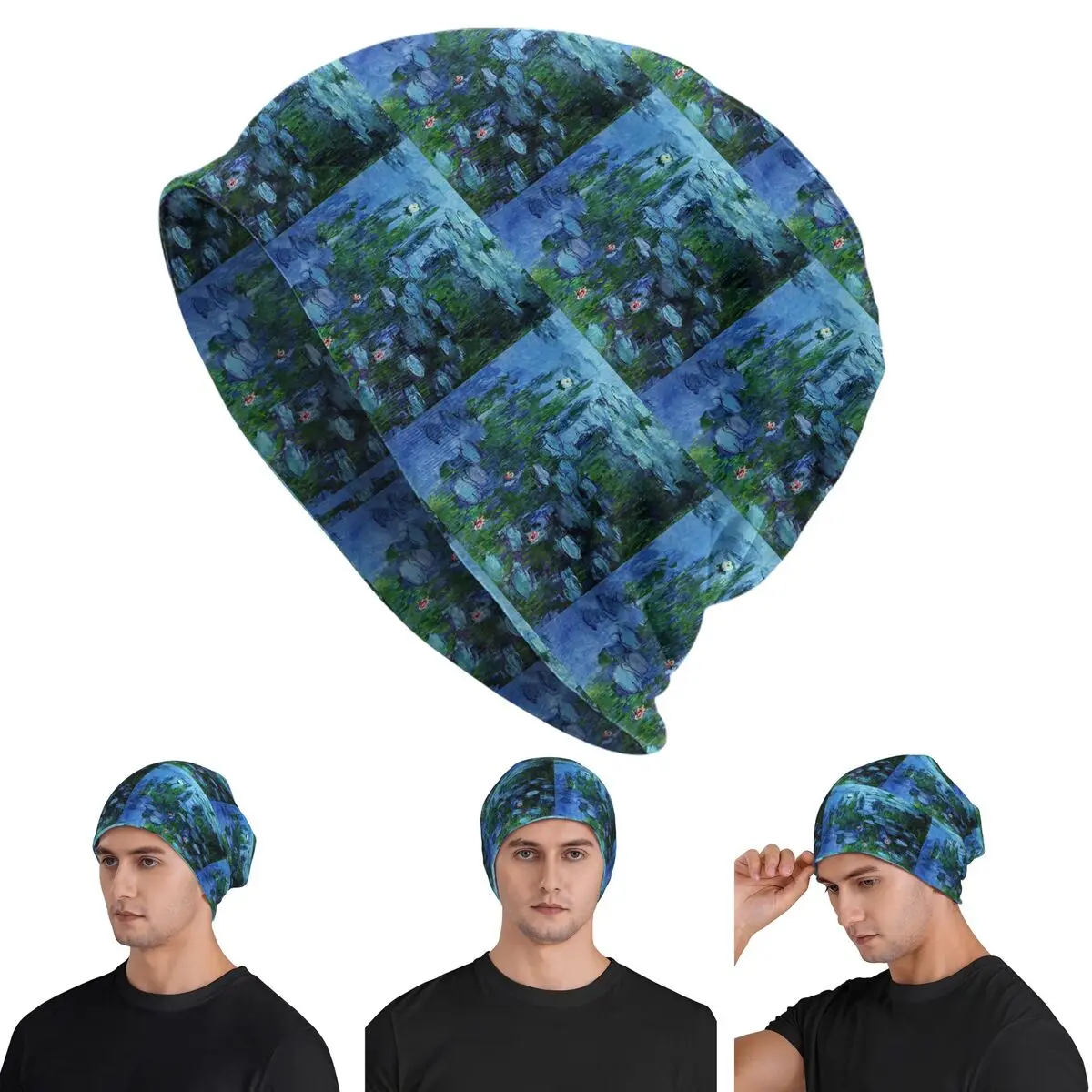 

Женские длинные водяные лилии Claude Monet Skullies, шапки-бини, теплая осенне-зимняя уличная шапка, вязаные шапки для взрослых унисекс
