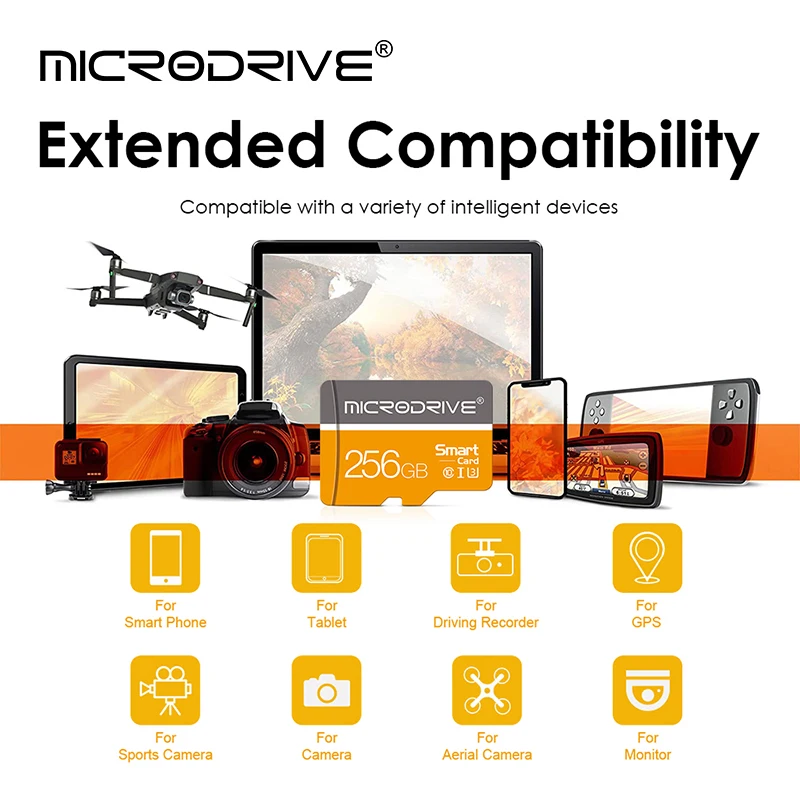 Micro TF/SD Card 128GB Class 10 16GB 32GB 64GB 256GB สําหรับกล้องโทรศัพท์ Mini TF Card