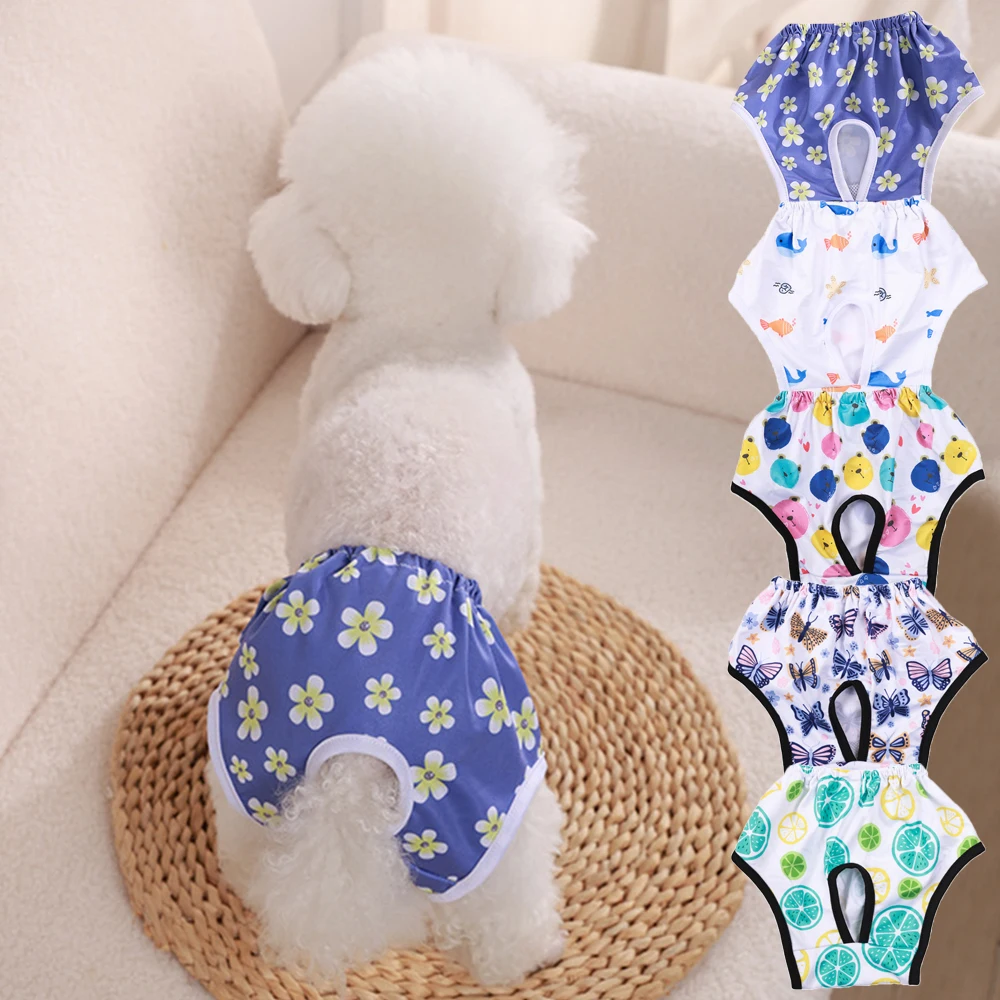 Pet Physiological Pants Dog Menstruation Underwear Briefs Sanitary Panties Puppy Floral Diapers For Dogs Shorts Dog Clothes