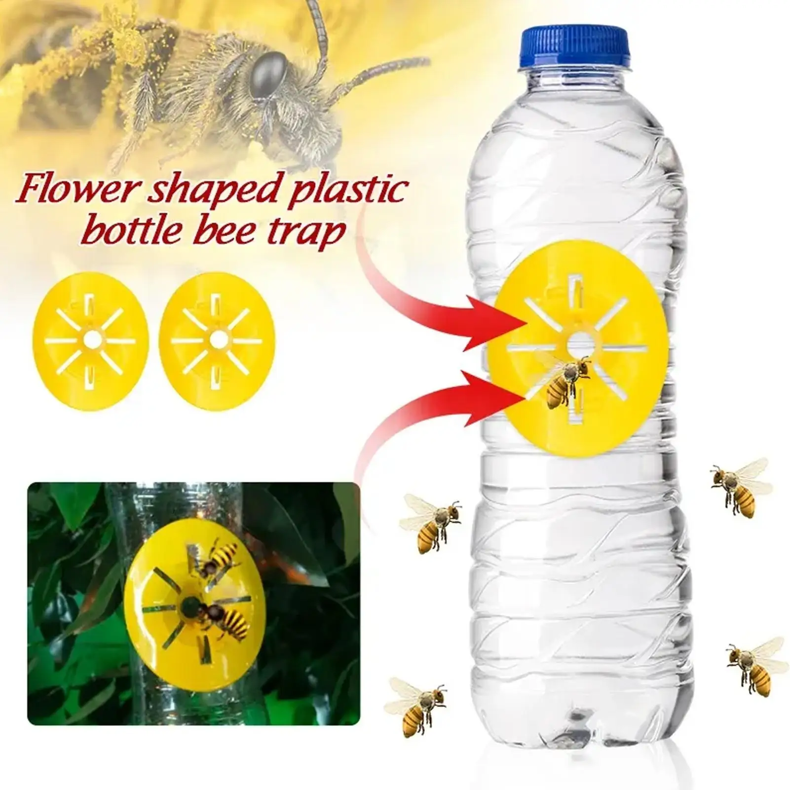 10Pcs Flower-Shaped Wasp Traps Reusable Hornet Bee Catcher Fly Trap Insect Catcher P est Control For Garden Indoor Outdoor Yard