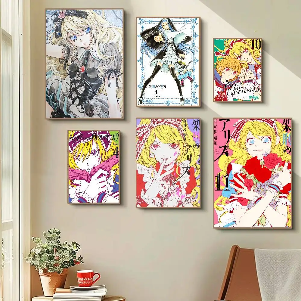 Anime Alice In Murderland Vintage Anime Poster Wall Art For Study Living Room Decor Unique Home Decoration Pictur