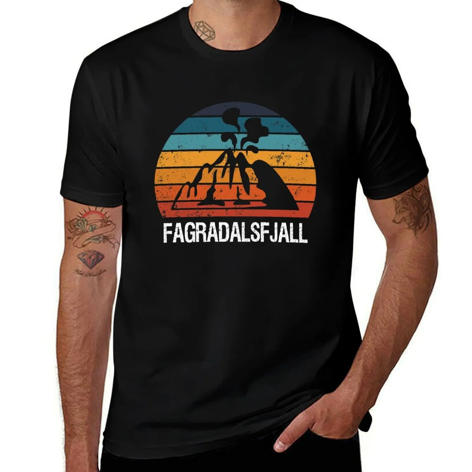 Fagradalsfjall Iceland Volcano Eruption T-Shirt Big Size Short Sleeve Tee for Men