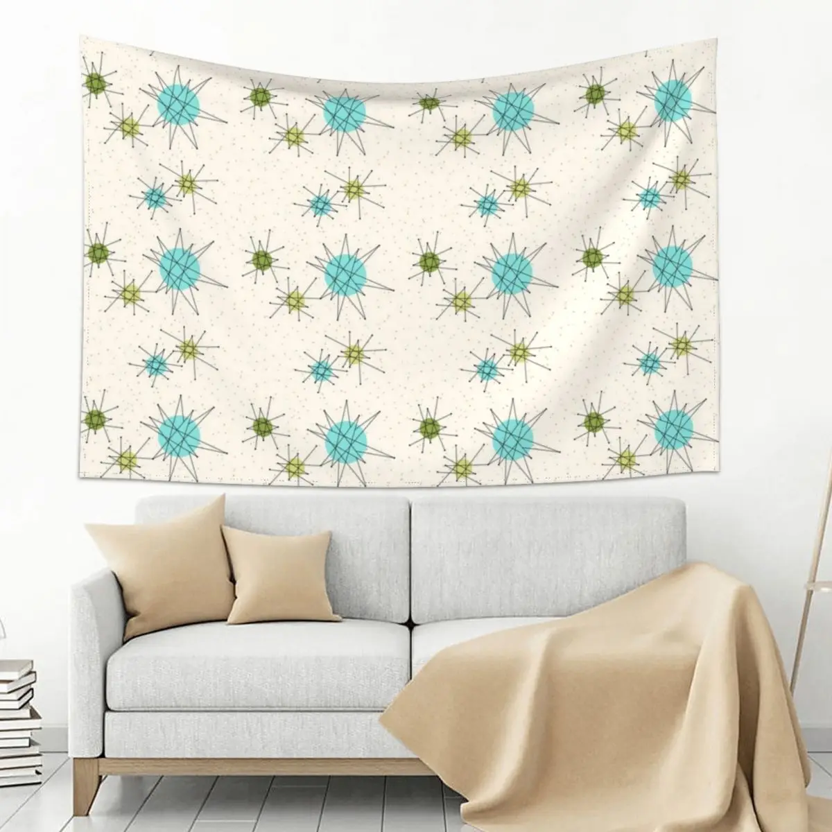 

Iconic Atomic Starbursts Pattern Tapestry