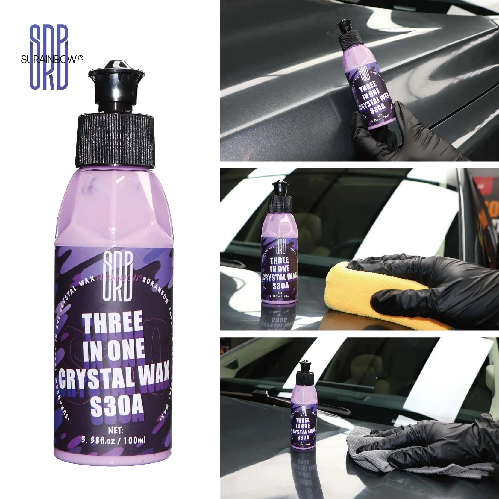 Ceramic 3-in-1 Wax,Easy-to-Use SiO2 Coating Providing Durable Protection & Long-Lasting Water Beading on Paint, Wheels,Plastic.